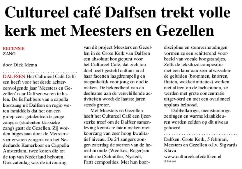 Recensie in Stentor